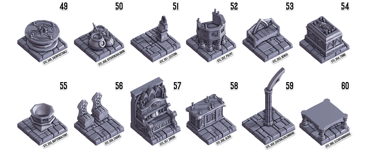 3D Printed Cast n Play Death x Tiles Complete Gothic Set 28mm 32mm D&D