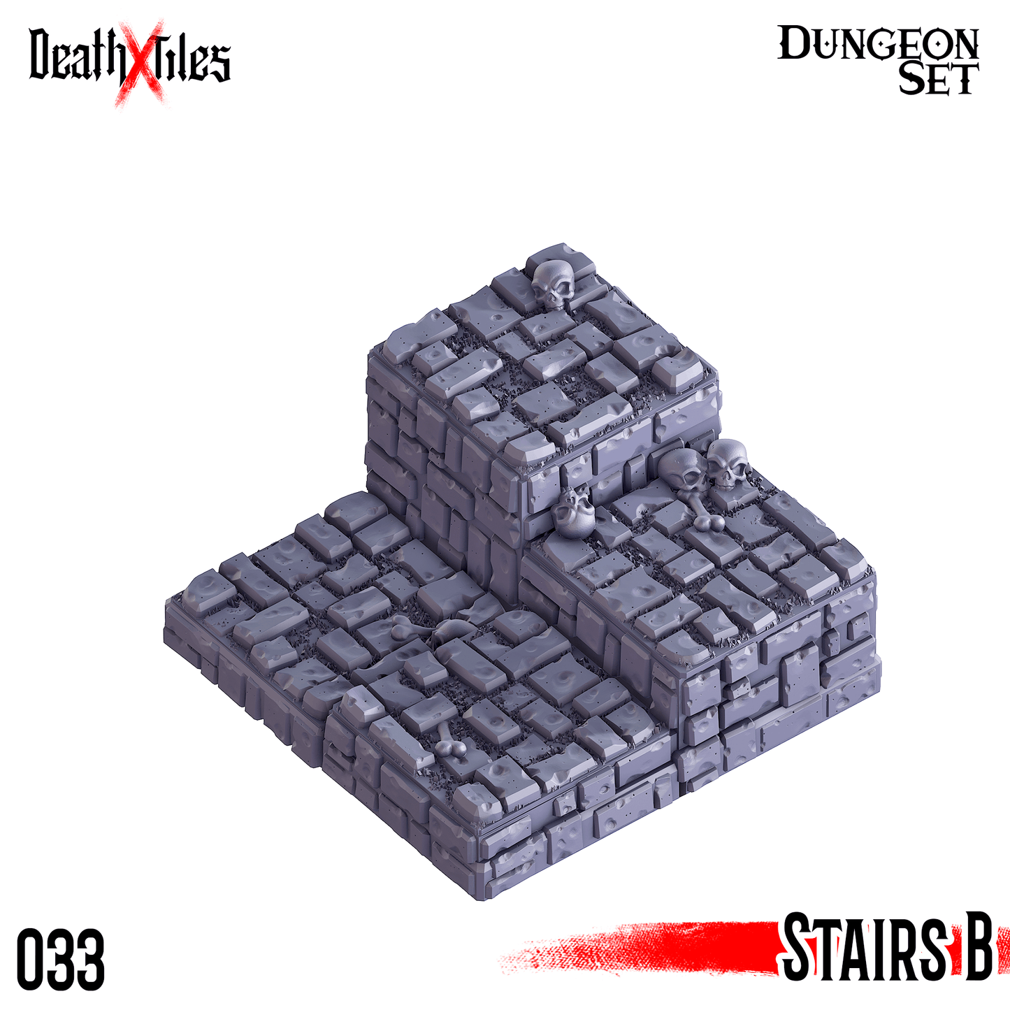 3D Printed Cast n Play Death x Tiles - Stairs Ramp Set 28mm 32mm D&D