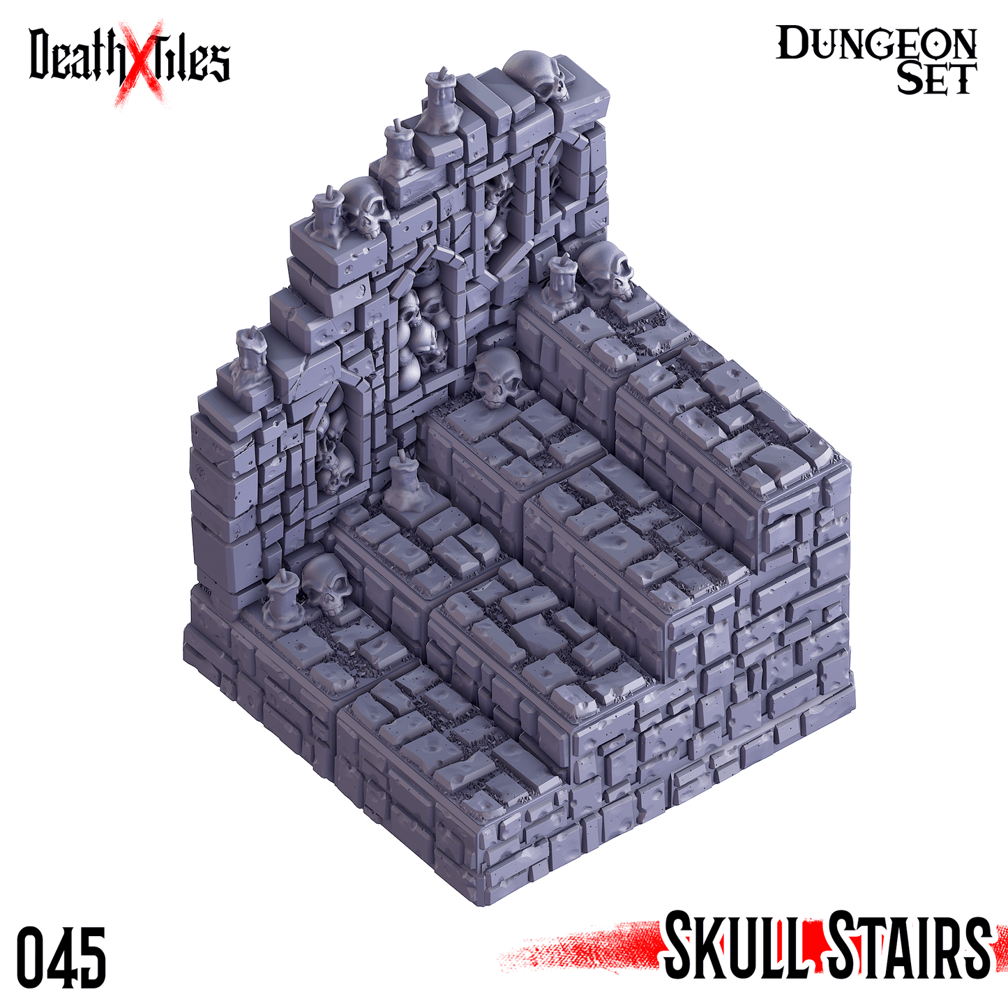 3D Printed Cast n Play Death x Tiles - Stairs Ramp Set 28mm 32mm D&D