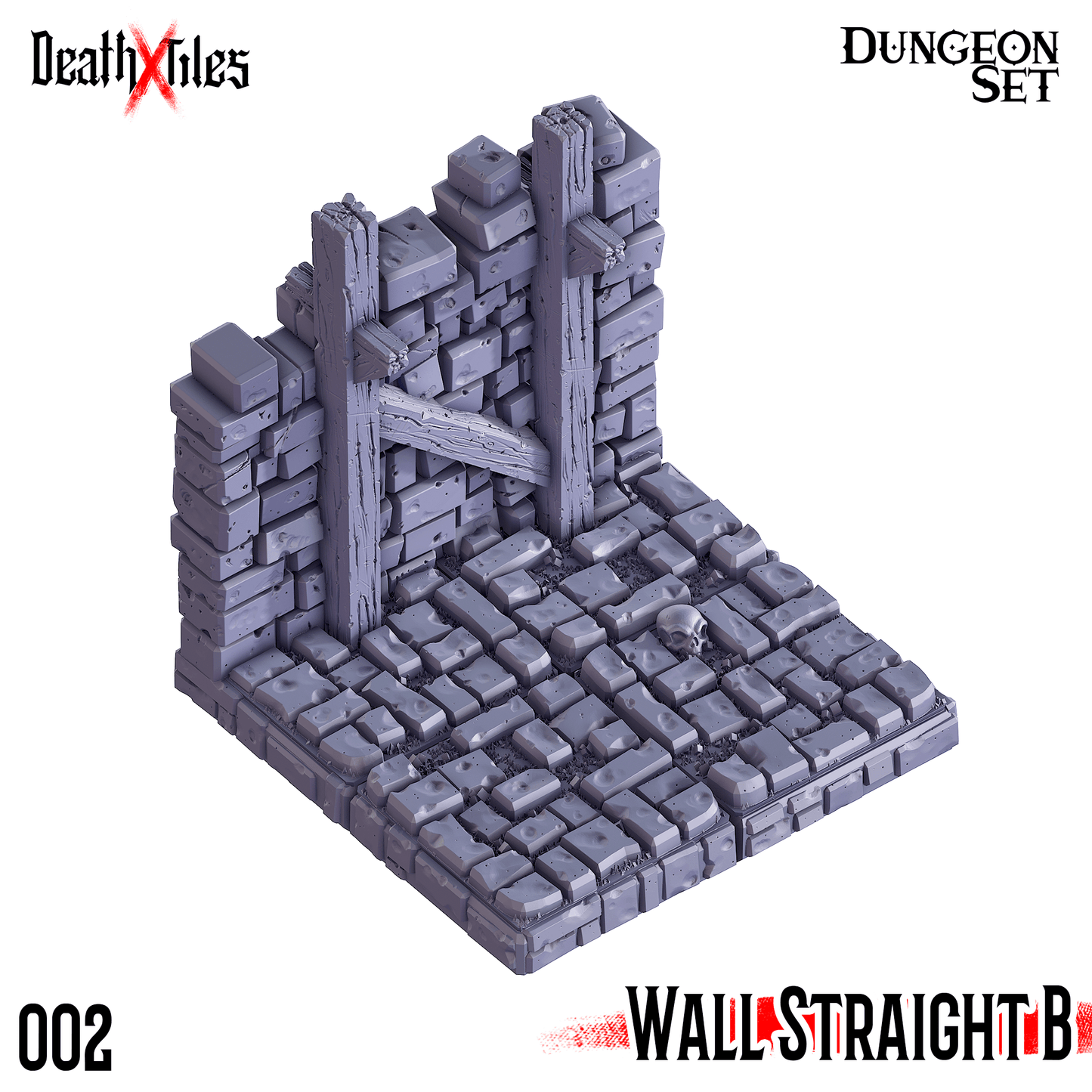 3D Printed Cast n Play Death x Tiles - Straight Walls Set 28mm 32mm D&D