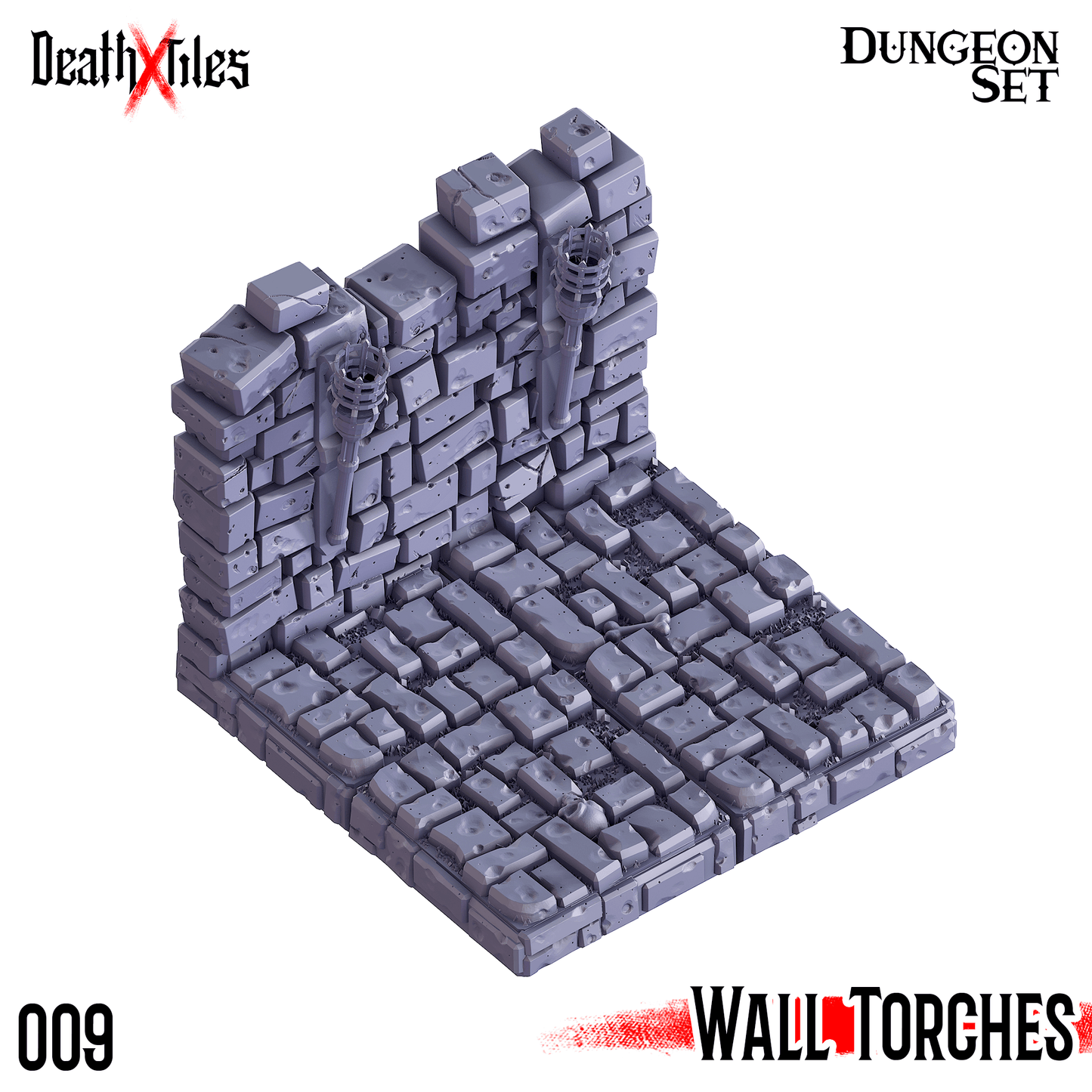 3D Printed Cast n Play Death x Tiles - Straight Walls Set 28mm 32mm D&D