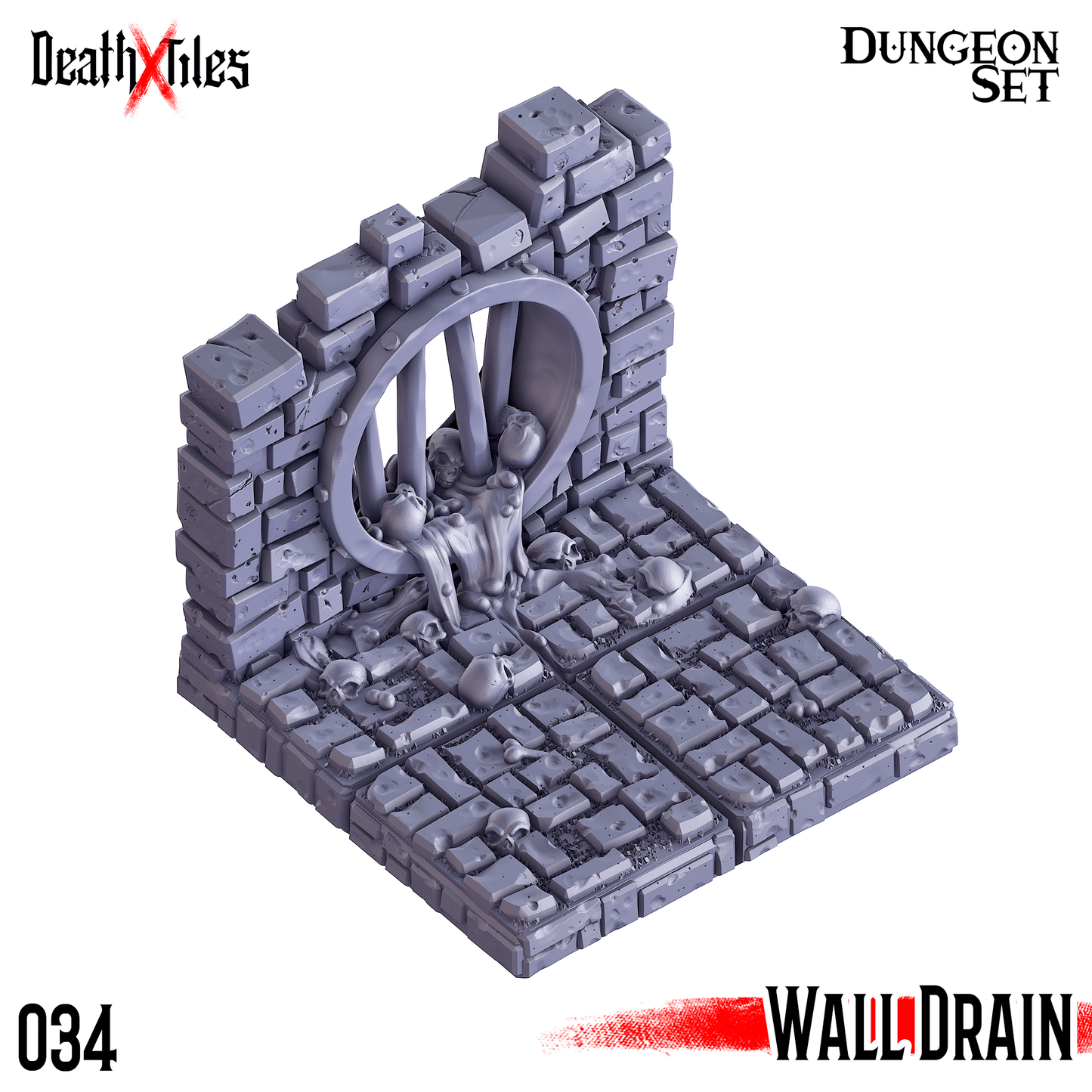 3D Printed Cast n Play Death x Tiles - Straight Walls Set 28mm 32mm D&D