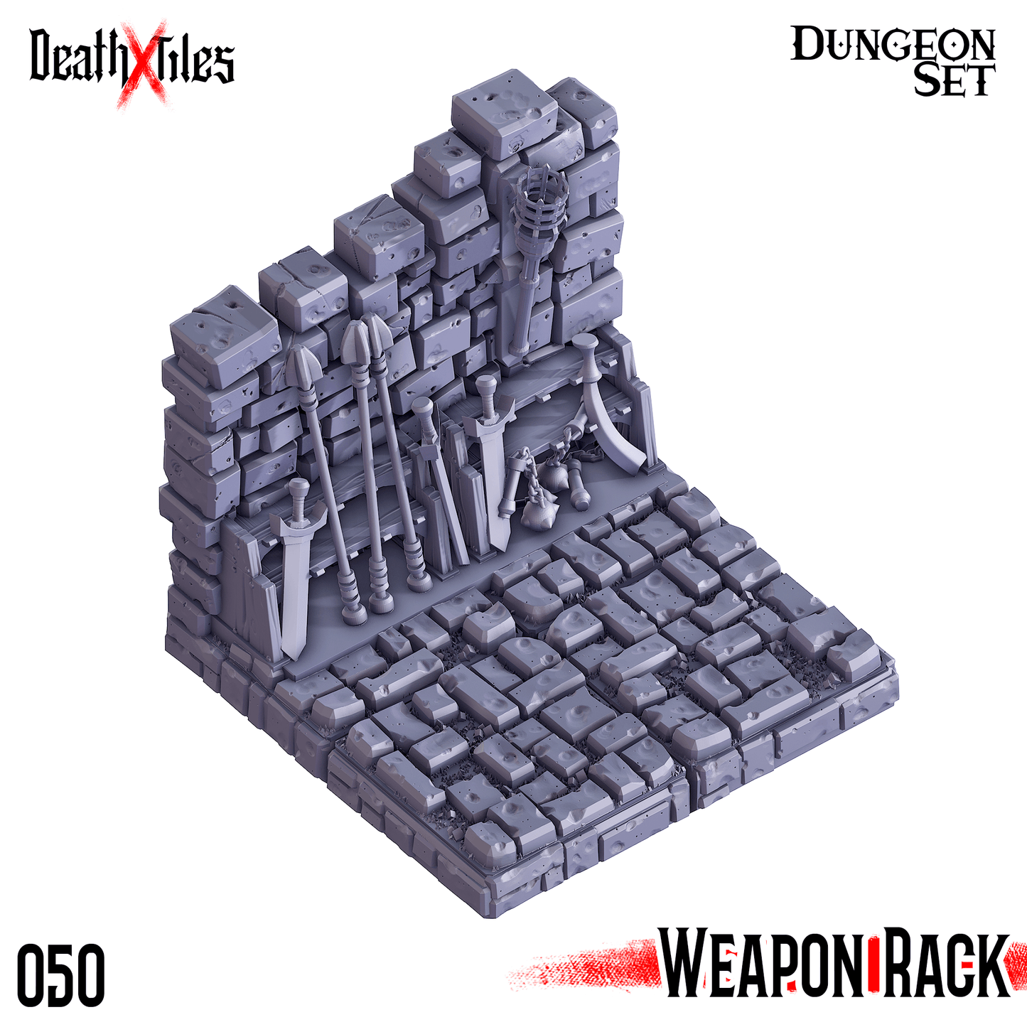 3D Printed Cast n Play Death x Tiles - Straight Walls Set 28mm 32mm D&D