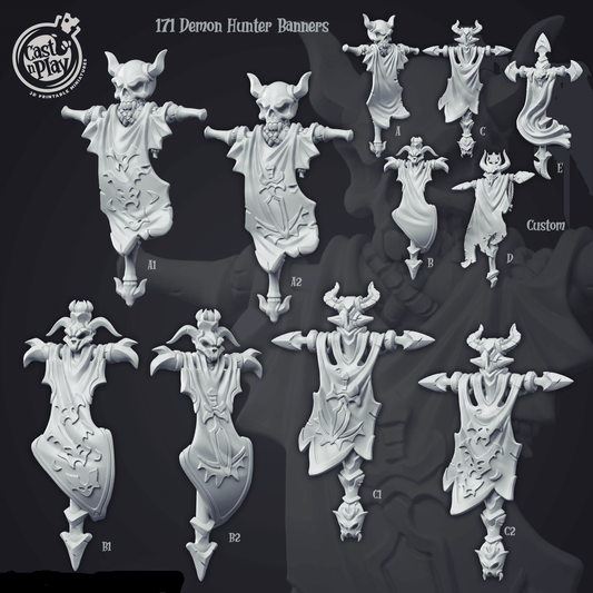 3D Printed Cast n Play Demon Hunter Banners 28mm 32mm D&D