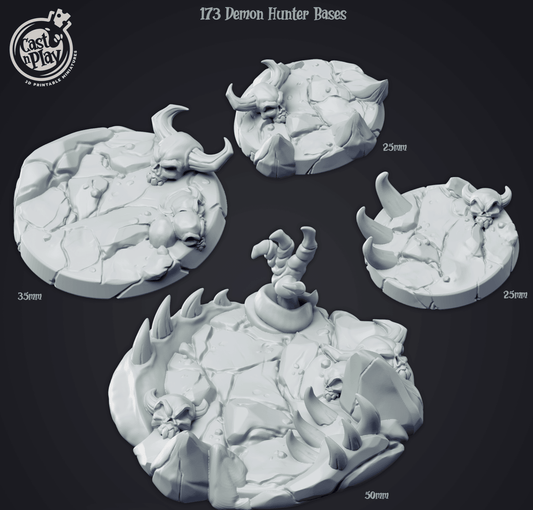 3D Printed Cast n Play Demon Hunter Bases 28mm 32mm D&D