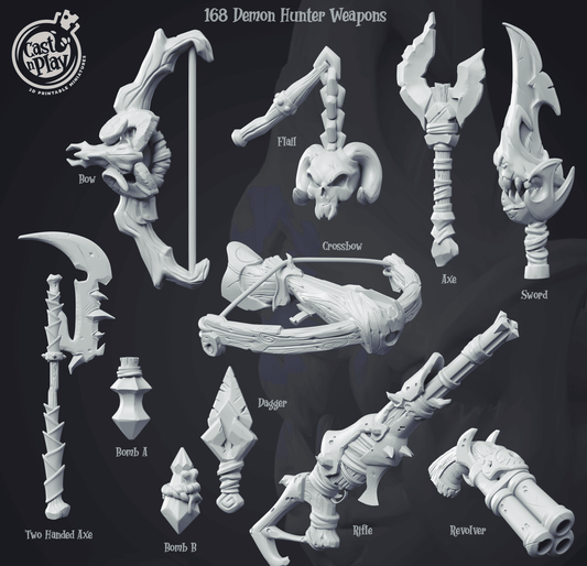 3D Printed Cast n Play Demon Hunter Weapons 28mm 32mm D&D