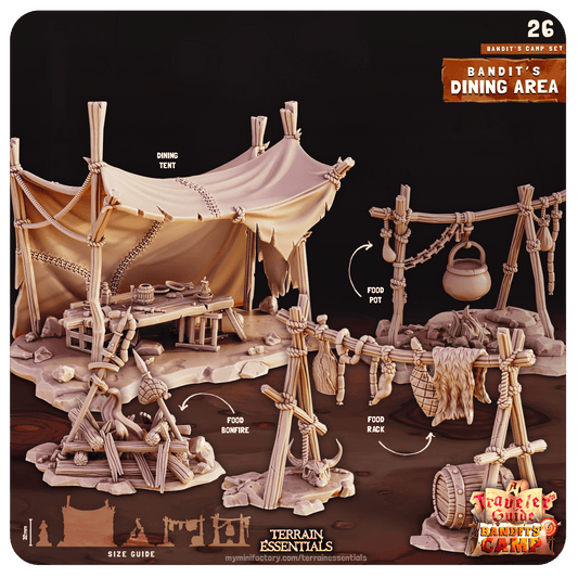 3D Printed Cast n Play Dining Area Bandits Camp Terrain Set 28mm 32mm D&D