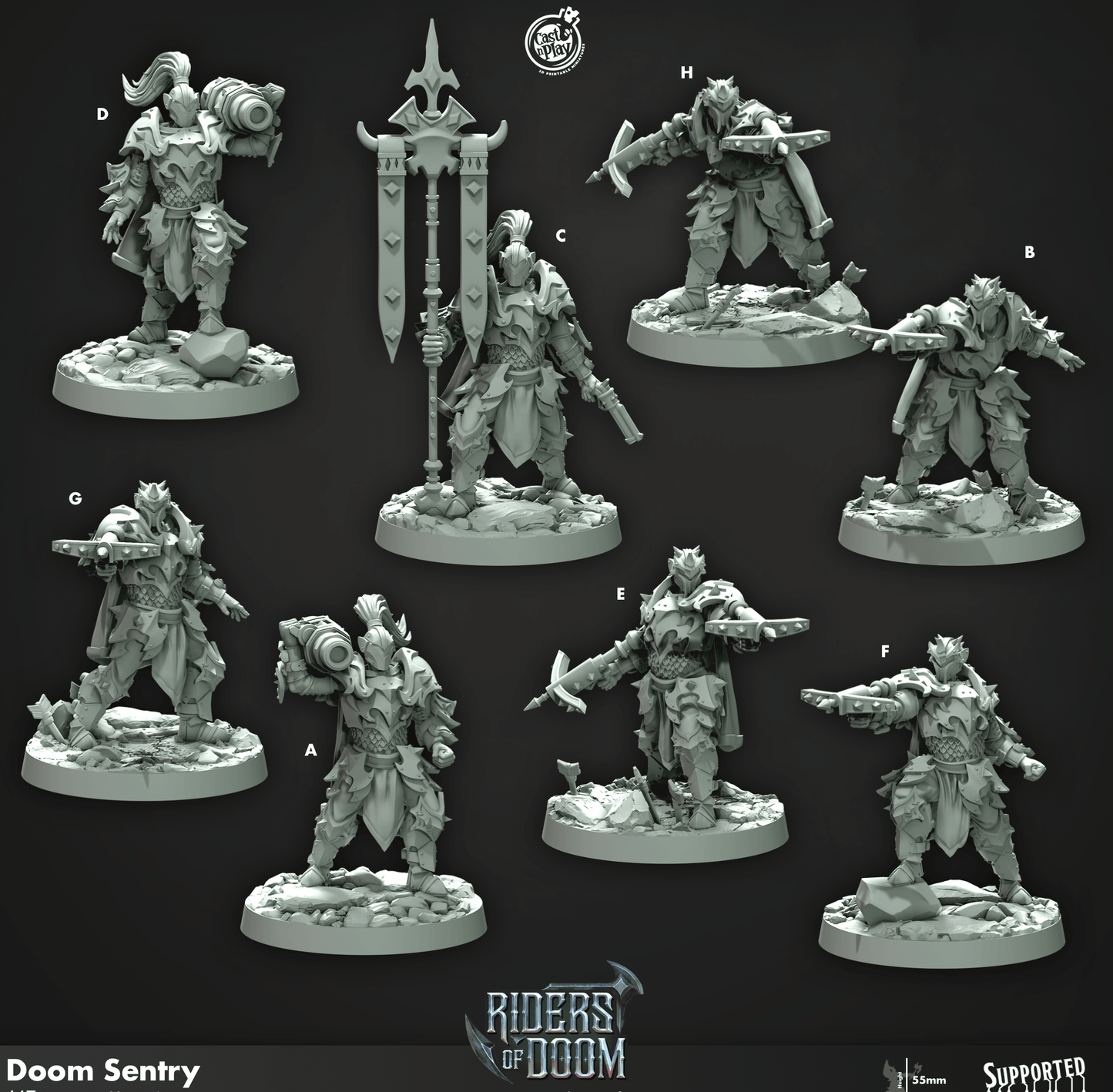 3D Printed Cast n Play Doom Sentry Riders of Doom Set 28mm 32mm D&D