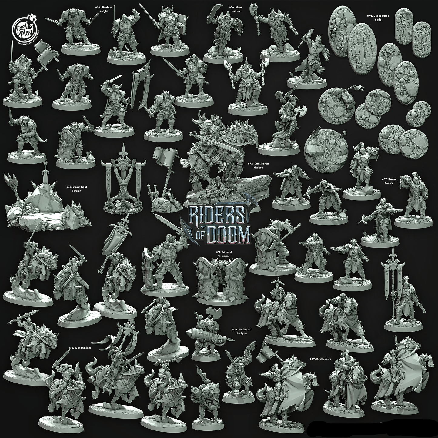 3D Printed Cast n Play Doom Sentry Riders of Doom Set 28mm 32mm D&D