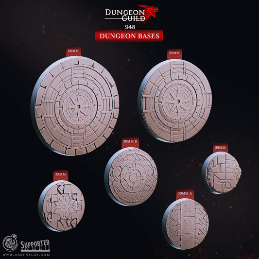 3D Printed Cast n Play Dungeon Bases Dungeon Guild Set 28mm 32mm D&D