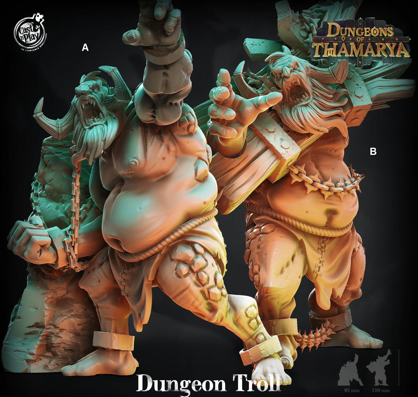 3D Printed Cast n Play Dungeon Trolls Dungeons of Thamarya 28mm 32mm D&D