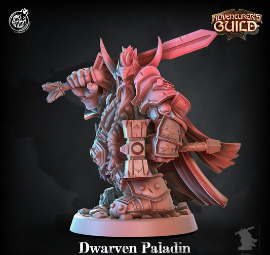 3D Printed Cast n Play Dwarven Paladin Adventurer's Guild 28mm 32mm D&D