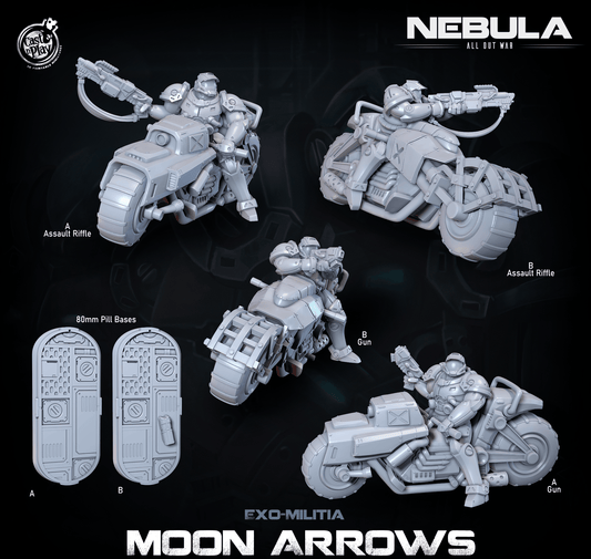 3D Printed Cast n Play Exo Militia Moon Arrows (Bikers) Nebula All Out War 28mm 32mm D&D