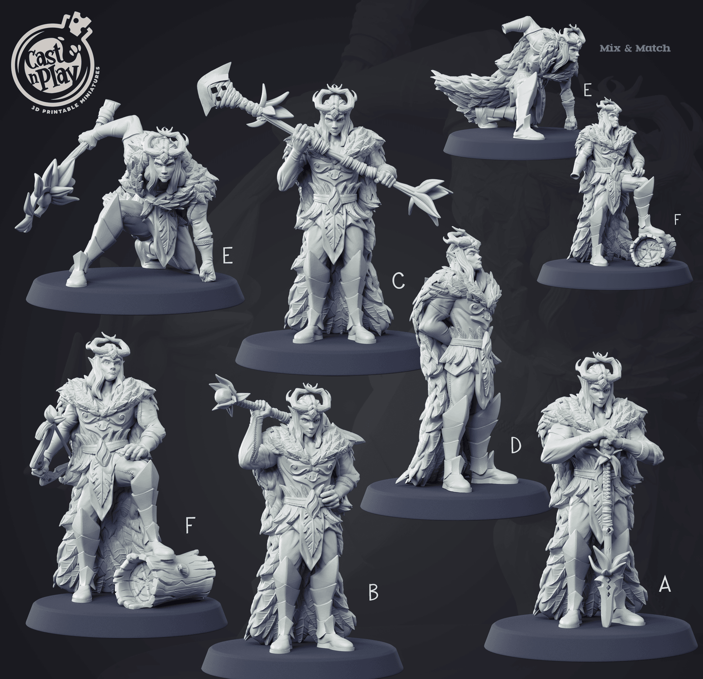 3D Printed Cast n Play Fairy King Set 28mm 32mm D&D