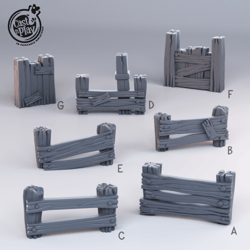 3D Printed Cast n Play Farmyard Fences Townsfolk 28mm 32mm D&D