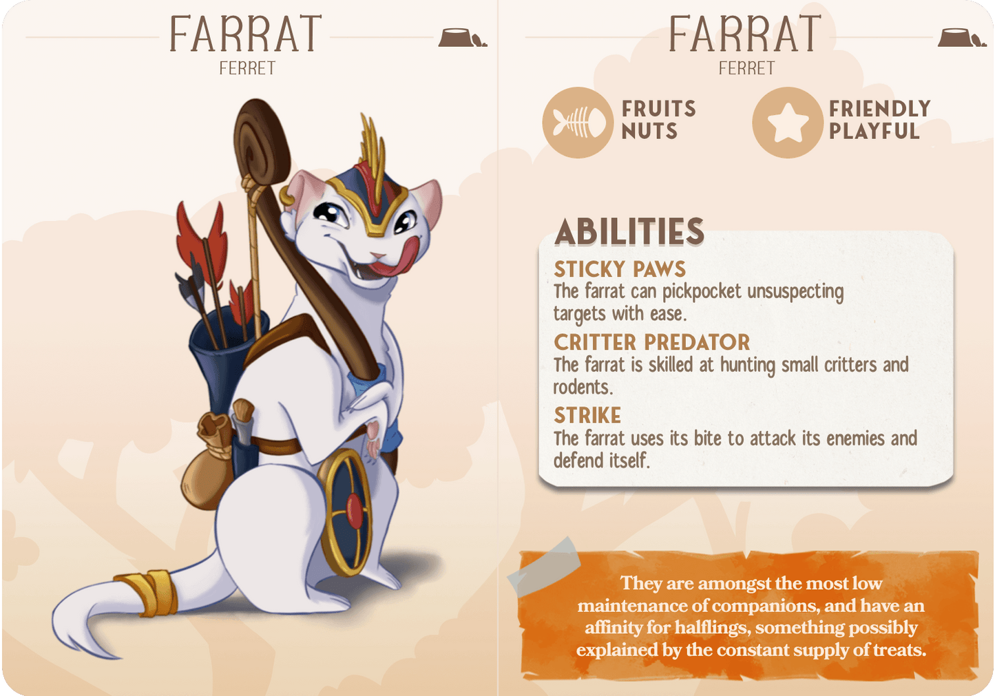 3D Printed Cast n Play Farrat - Ferret Companions 28mm 32mm D&D