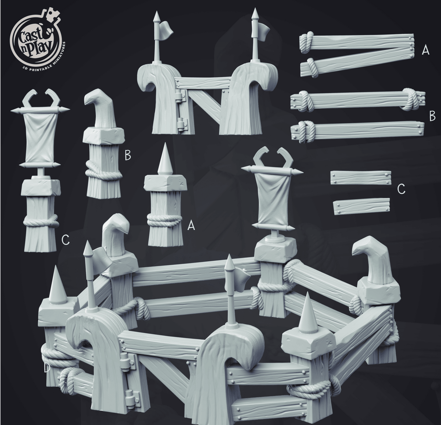 3D Printed Cast n Play - Fighting Pit 28mm 32mm D&D