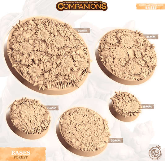 3D Printed Cast n Play Forest Bases Companion's Bases - Master Pack Companions 28mm 32mm D&D