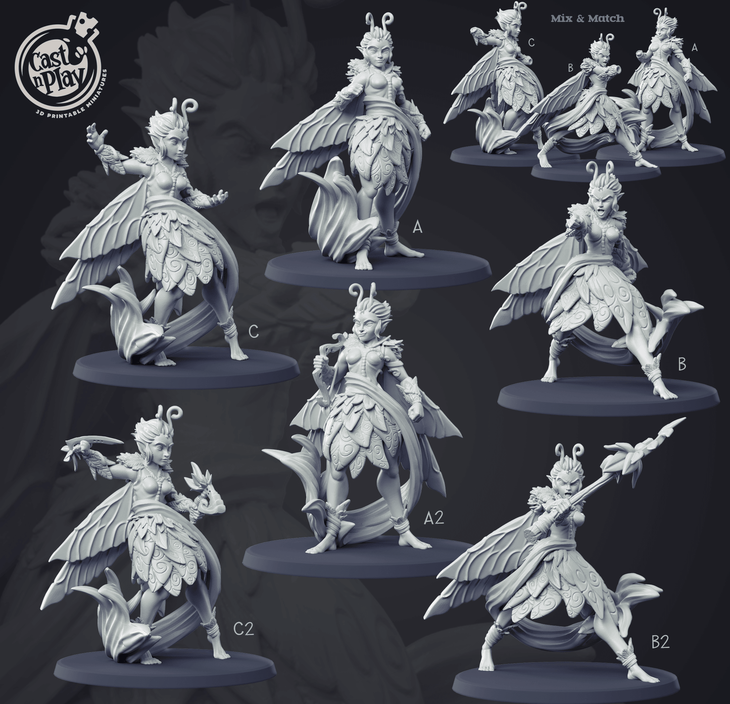 3D Printed Cast n Play - Forest Sprite Set 28mm 32mm D&D