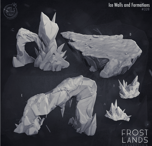 3D Printed Cast n Play Frostlands - Arctic Ice Wall Scatter Terrain 28mm 32mm D&D