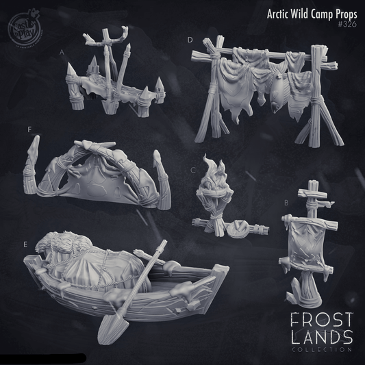 3D Printed Cast n Play Frostlands  Arctic Wild Camp Props 28mm 32mm D&D