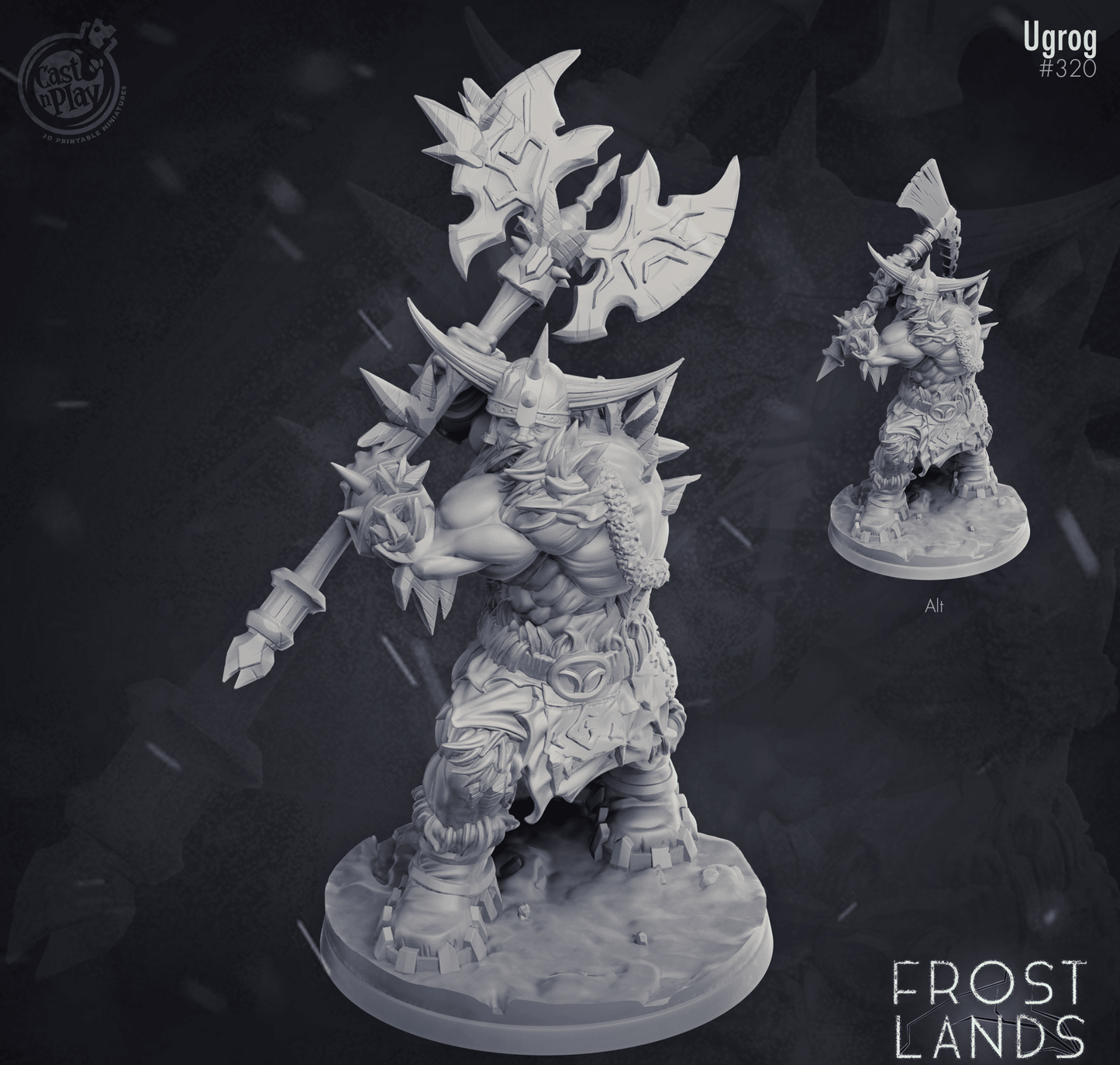 3D Printed Cast n Play Frostlands - Ugrog Frost Giant 28mm 32mm D&D