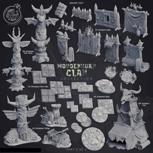 3D Printed Cast n Play Giant Totems Woodenhorn Clan 28mm 32mm D&D