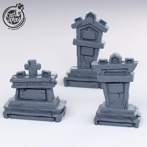 3D Printed Cast n Play Gravestones 28mm 32mm D&D