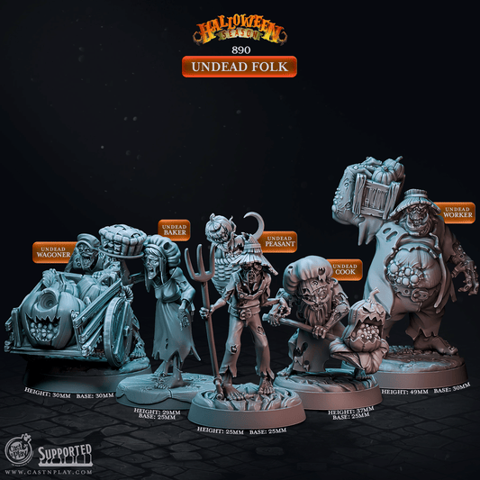 3D Printed Cast n Play Halloween Season Undead Folk 28mm 32mm D&D