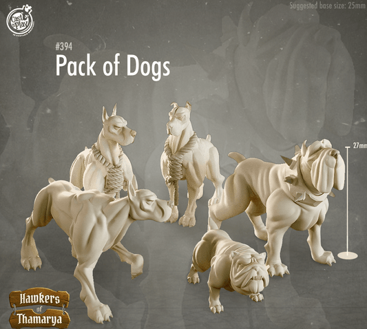 3D Printed Cast n Play Hawkers of Thamarya - Pack of Dogs 28mm 32mm D&D