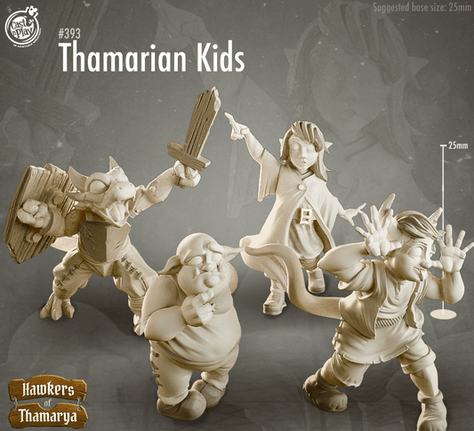 3D Printed Cast n Play Hawkers of Thamarya - Thamarian Orphan Kids 28mm 32mm D&D