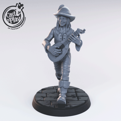 3D Printed Cast n Play - Human Bard 28mm 32mm D&D