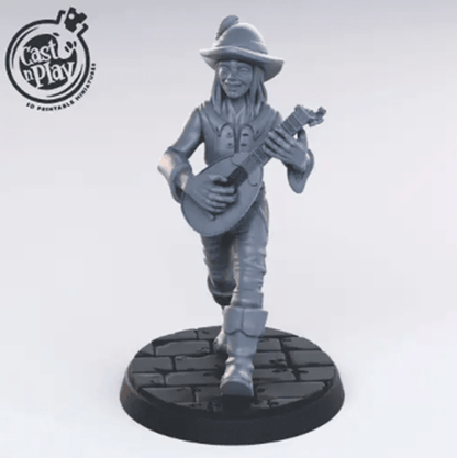 3D Printed Cast n Play - Human Bard 28mm 32mm D&D