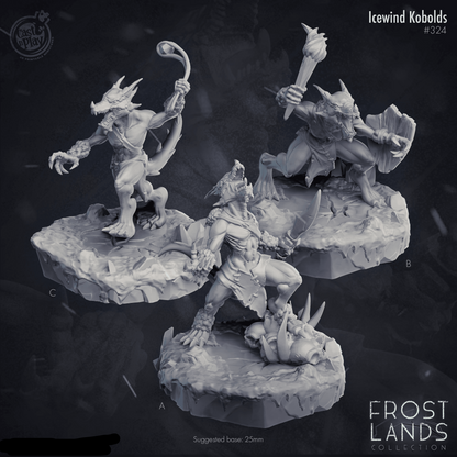 3D Printed Cast n Play Icewind Kobolds Frost Lands 28mm 32mm D&D
