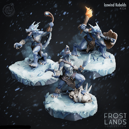 3D Printed Cast n Play Icewind Kobolds Frost Lands 28mm 32mm D&D