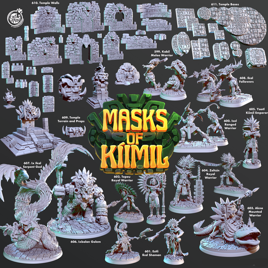 3D Printed Cast n Play Ix Ikal, Serpent God Masks of Kiimil 28 32mm D&D