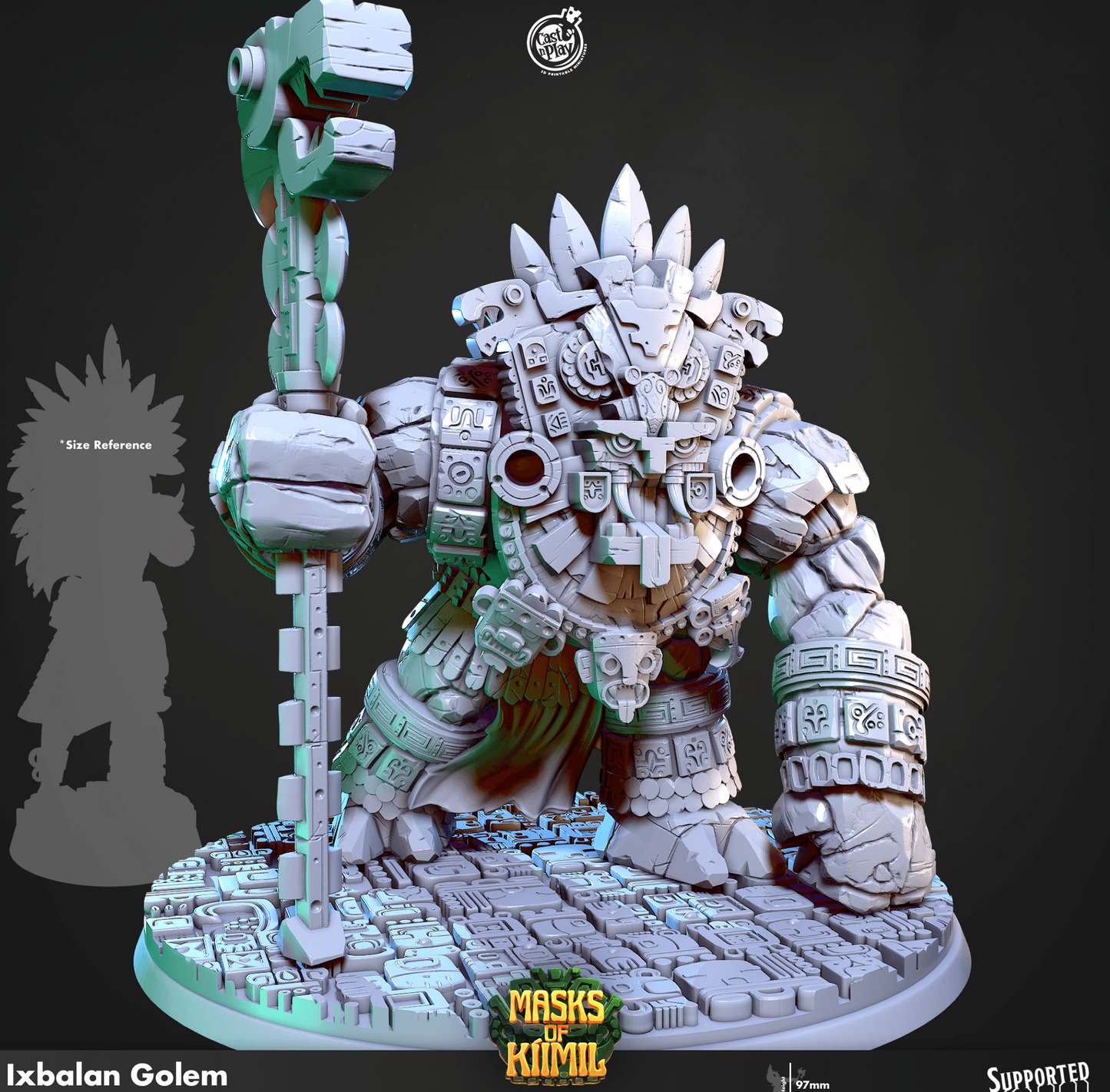 3D Printed Cast n Play Ixbalan Golem Masks of Kiimil 28 32mm D&D