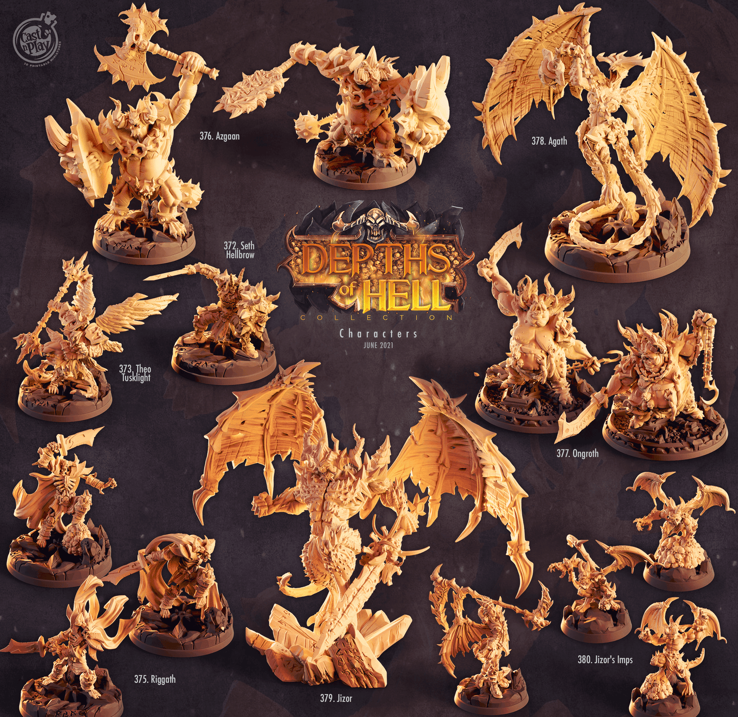 3D Printed Cast n Play Jizor Depths of Hell 28 32mm D&D
