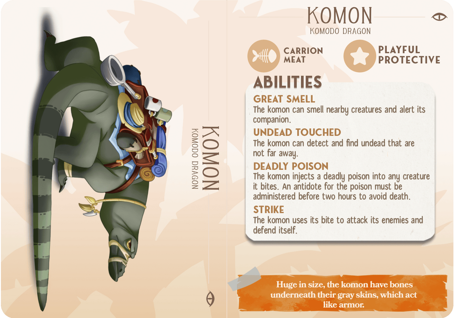 3D Printed Cast n Play Komon - The Komodo Dragon Companions 28mm 32mm D&D