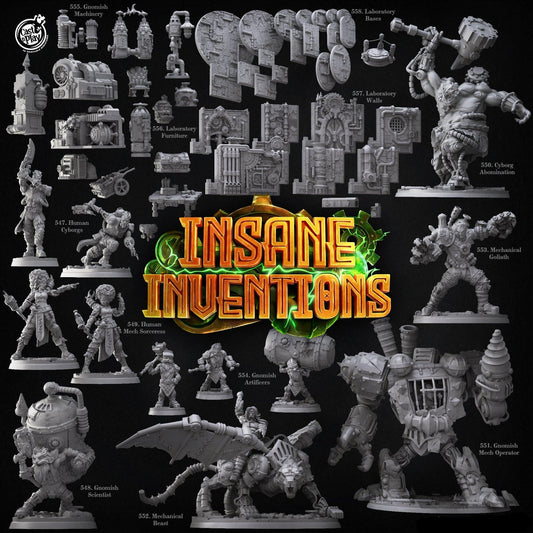 3D Printed Cast n Play Laboratory Furniture Insane Inventions 28mm 32mm D&D