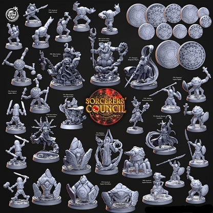 3D Printed Cast n Play Legion Bases Sorcerers Council Set 28mm 32mm D&D