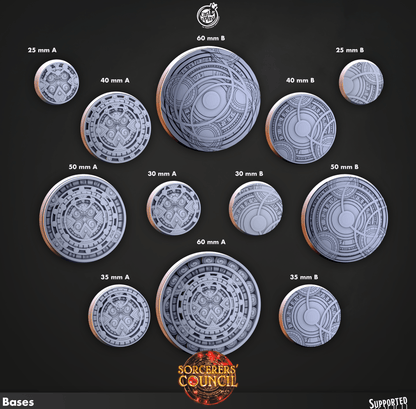 3D Printed Cast n Play Legion Bases Sorcerers Council Set 28mm 32mm D&D
