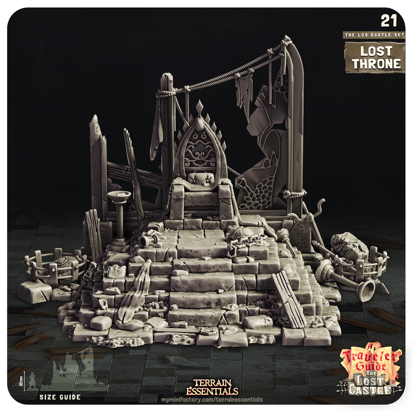3D Printed Cast n Play Lost Throne The Lost Castle Terrain Set 28mm 32mm D&D