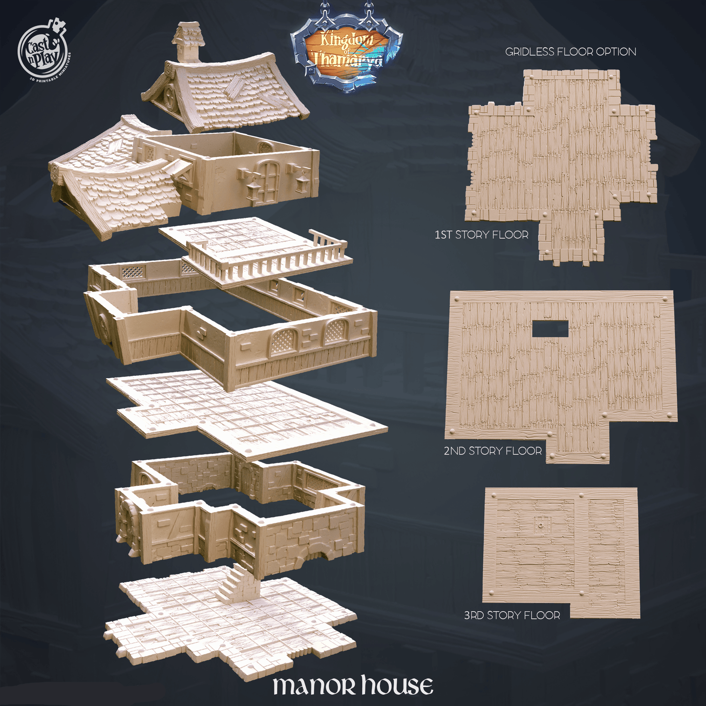 3D Printed Cast n Play Mannor House Kingdom Of Thamarya 28mm 32mm D&D
