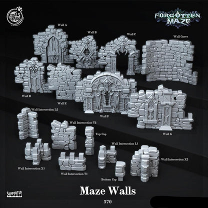 3D Printed Cast n Play Maze Walls Forgotten Maze 28mm 32mm D&D