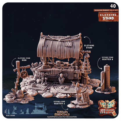 3D Printed Cast n Play Medieval Market 2 Terrain Set 28mm 32mm D&D