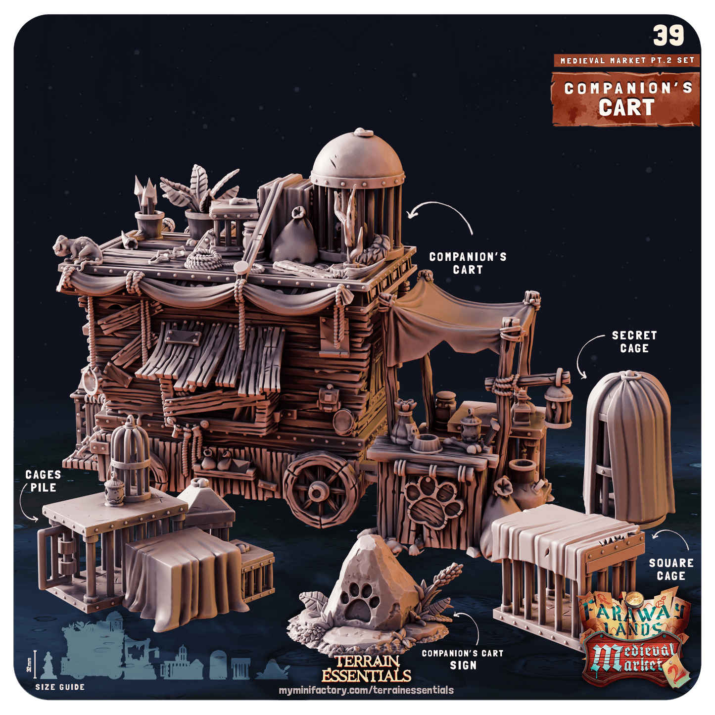 3D Printed Cast n Play Medieval Market 2 Terrain Set 28mm 32mm D&D