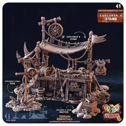 3D Printed Cast n Play Medieval Market 2 Terrain Set 28mm 32mm D&D