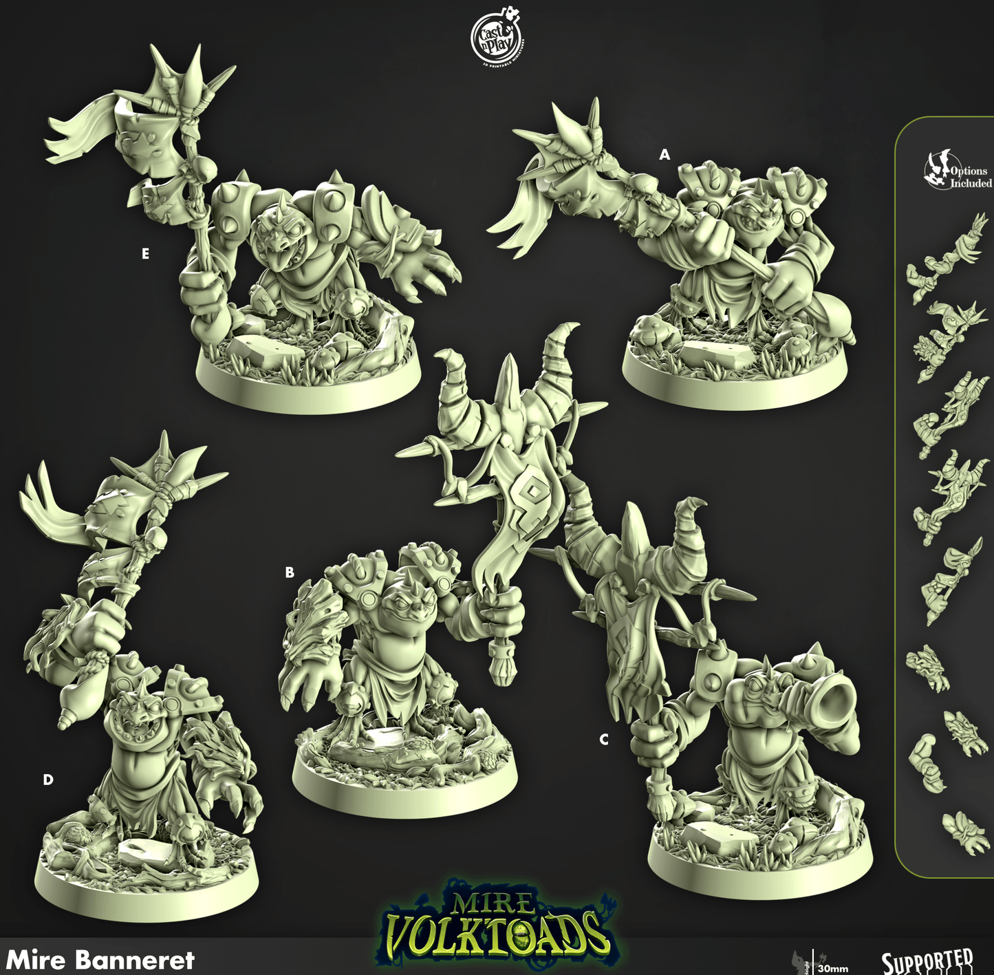 3D Printed Cast n Play Mire Banneret Mire Volktoads Set 28mm 32mm D&D
