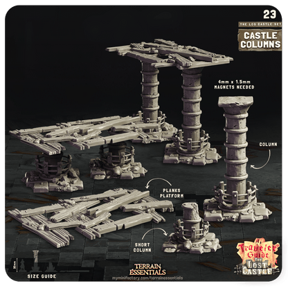 3D Printed Cast n Play Modular Columns The Lost Castle Terrain Set 28mm 32mm D&D